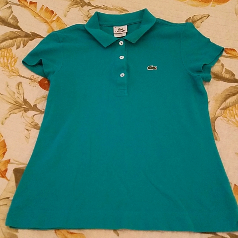 Lacoste Green Knit Polo, Short Sleeve, Size 40